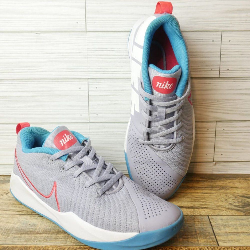 Nike Shoes Youth 6y Team Hustle Quick 2 Basketball Sneaker Gray Blue Cj7